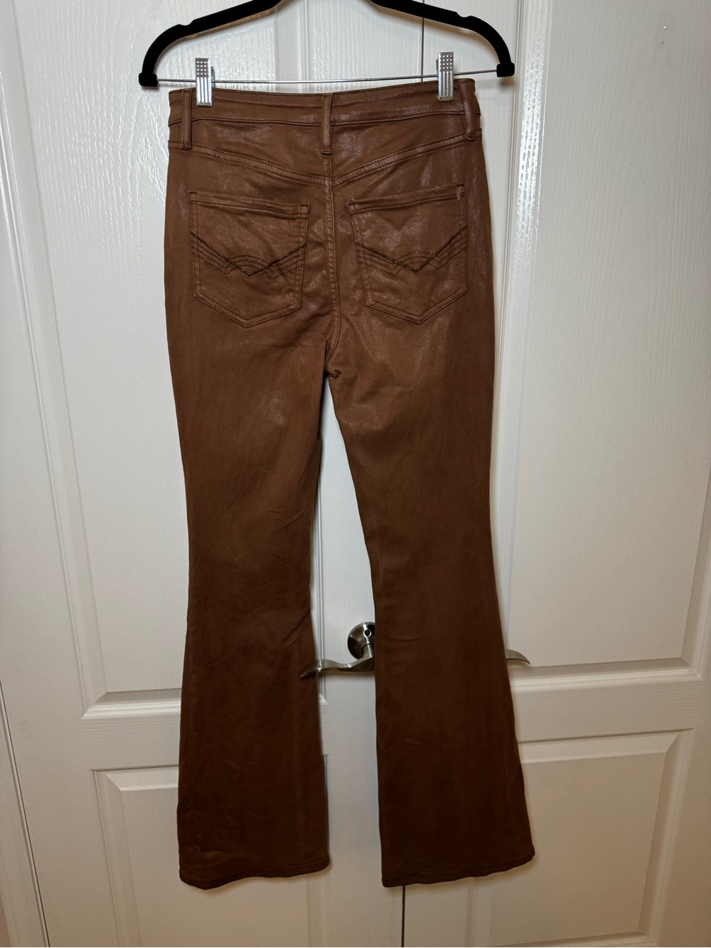 Idyllwind Miranda Lambert Cognac Brown Coated Flare Jeans High Rise Size 6 - Picture 5 of 7